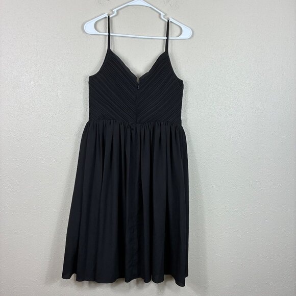 Banana Republic Black Pleated Spaghetti Strap Dress 8 Cocktail Garden Party - Picture 8 of 10